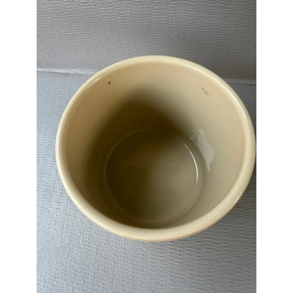 Stoneware Crock Blue Striped Cream Utensil Holder FP USA Roseville Ohio 2 Qt